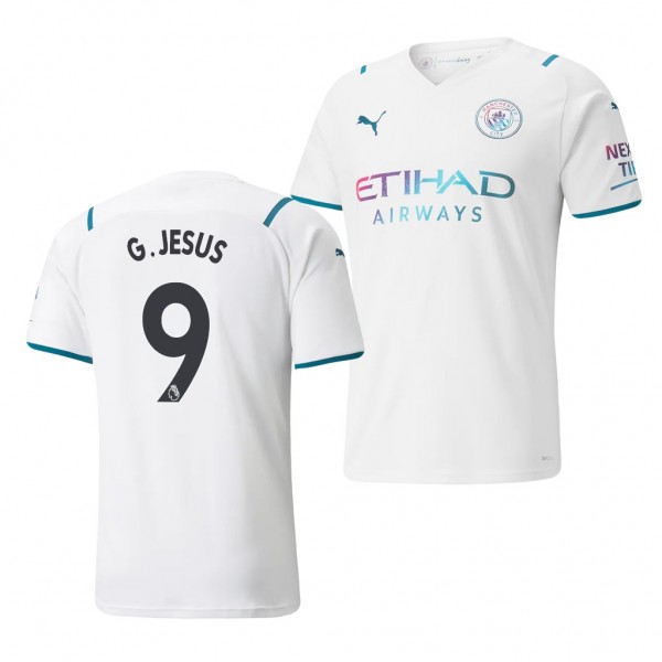 Men's Gabriel Jesus Manchester City 2021-22 Away Jersey White Replica