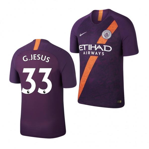 Men's Third Manchester City Gabriel Jesus Purple Jersey