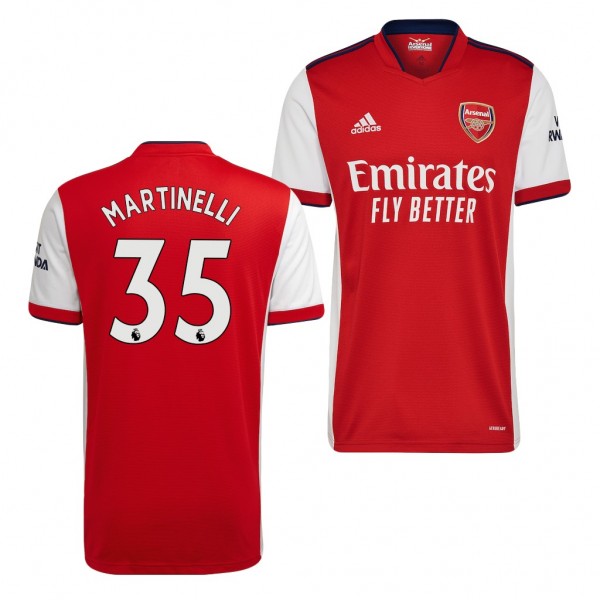 Men's Gabriel Martinelli Arsenal 2021-22 Home Jersey Red White Replica