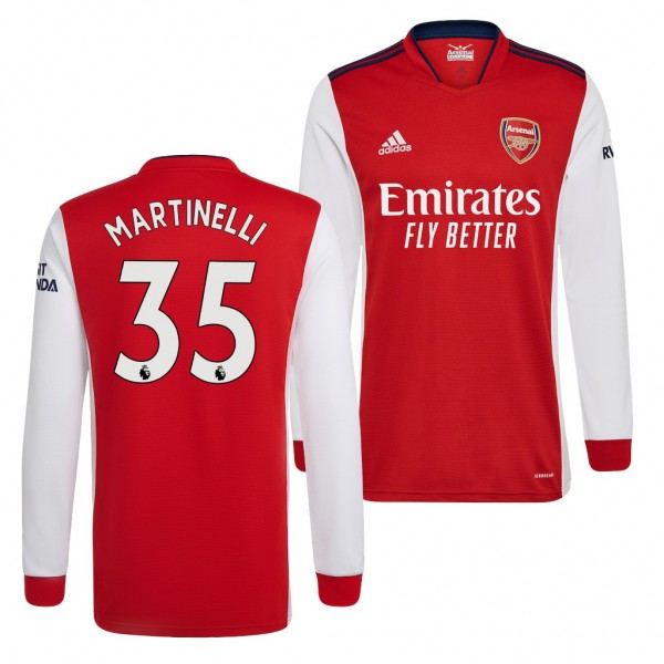 Men's Arsenal Gabriel Martinelli 2021-22 Home Jersey Replica Red White