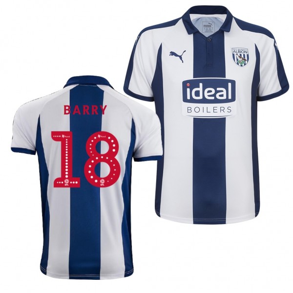 Men's West Bromwich Albion Home Gareth Barry Jersey Navy White
