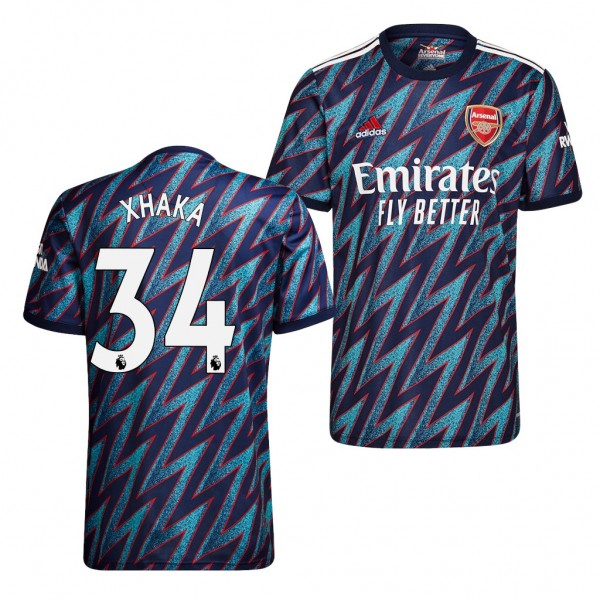 Men's Granit Xhaka Arsenal 2021-22 Third Jersey Blue Replica