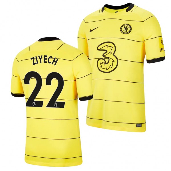 Men's Hakim Ziyech Chelsea 2021-22 Away Jersey Yellow Replica