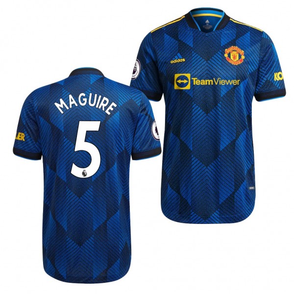 Men's Harry Maguire Jersey Manchester United Third Blue 2021-22 Authentic Patch