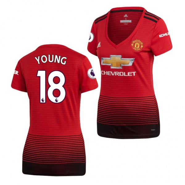 Women's Manchester United Ashley Young Home Jersey Red