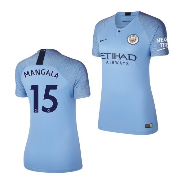Women's Manchester City Eliaquim Mangala Home Jersey Light Blue