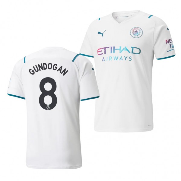 Men's Ilkay Gundogan Manchester City 2021-22 Away Jersey White Replica