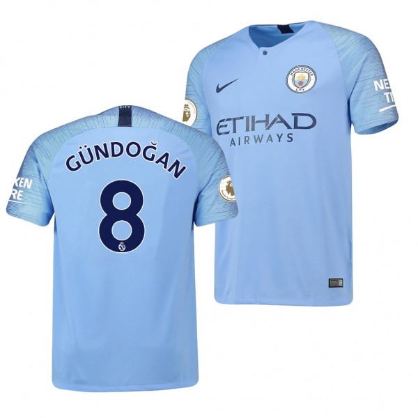 Men's Manchester City Replica Ilkay Gundogan Jersey Light Blue