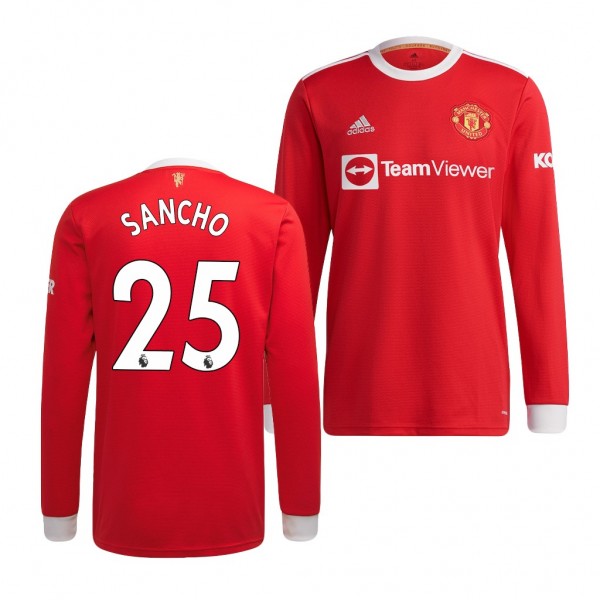 Men's Manchester United Jadon Sancho 2021-22 Home Jersey Replica Red