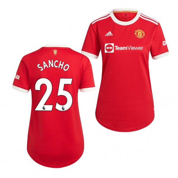 Women's Jadon Sancho Jersey Manchester United Home Red Replica 2021-22