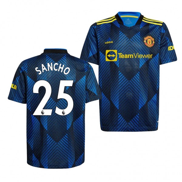 Men's Jadon Sancho Manchester United 2021-22 Third Jersey Blue Replica