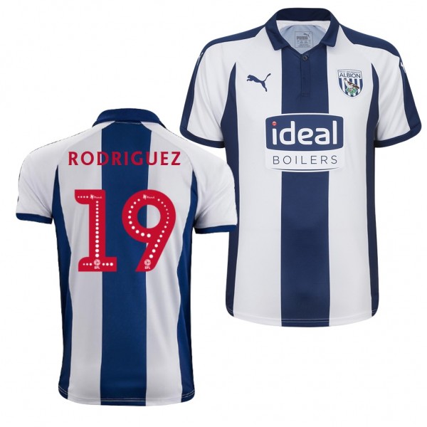 Men's West Bromwich Albion Home Jay Rodriguez Jersey Navy White