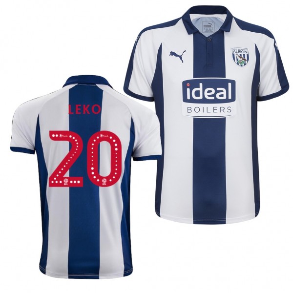 Men's West Bromwich Albion Home Jonathan Leao Jersey Navy White