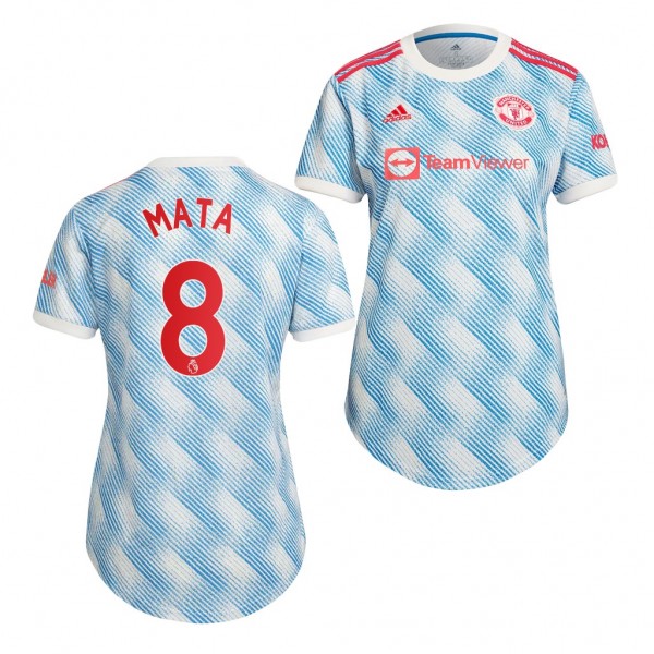 Women's Juan Mata Jersey Manchester United Away White Replica 2021-22