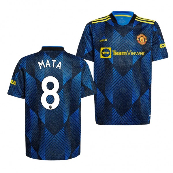 Men's Juan Mata Manchester United 2021-22 Third Jersey Blue Replica