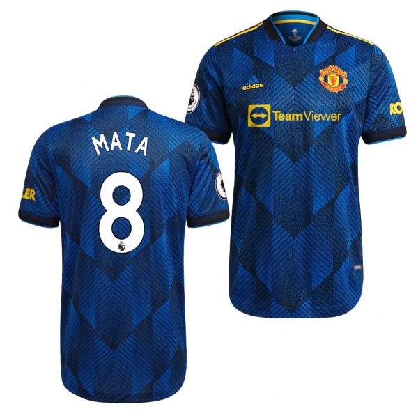 Men's Juan Mata Jersey Manchester United Third Blue 2021-22 Authentic Patch
