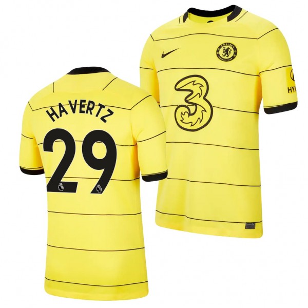 Men's Kai Havertz Chelsea 2021-22 Away Jersey Yellow Replica