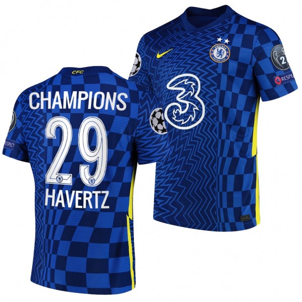 Men's Kai Havertz Jersey Chelsea UCL 2021 Champions Blue Home