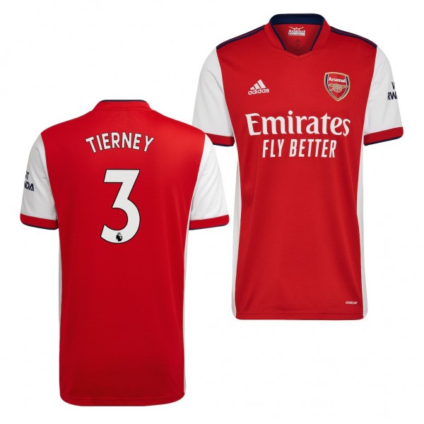 Men's Kieran Tierney Arsenal 2021-22 Home Jersey Red White Replica