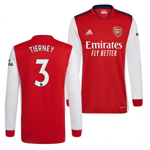 Men's Arsenal Kieran Tierney 2021-22 Home Jersey Replica Red White