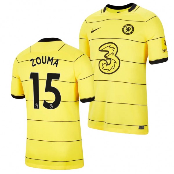 Men's Kurt Zouma Chelsea 2021-22 Away Jersey Yellow Replica