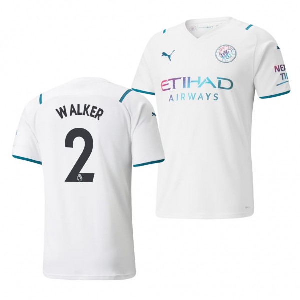 Men's Kyle Walker Manchester City 2021-22 Away Jersey White Replica