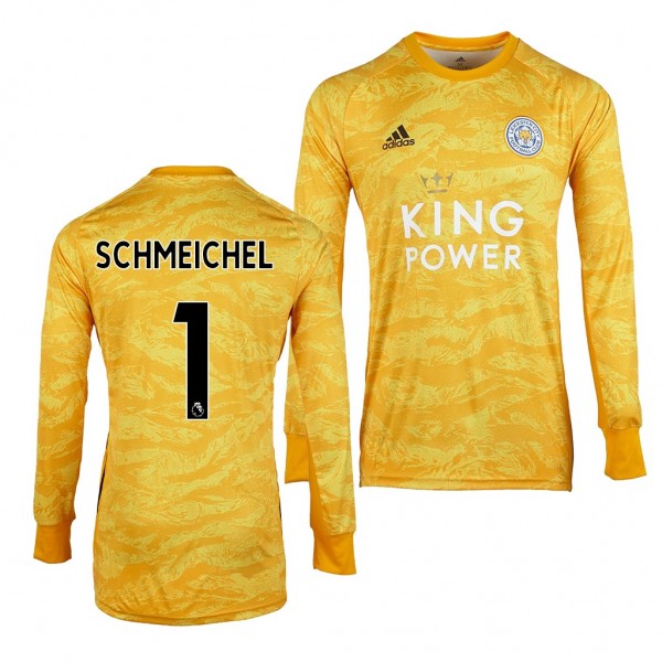 Men's Leicester City Kasper Schmeichel Jersey Goalkeeper 19-20 Long Sleeve Adidas Sale