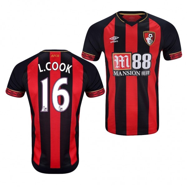 Men's Bournemouth Home Lewis Cook Jersey Red Black