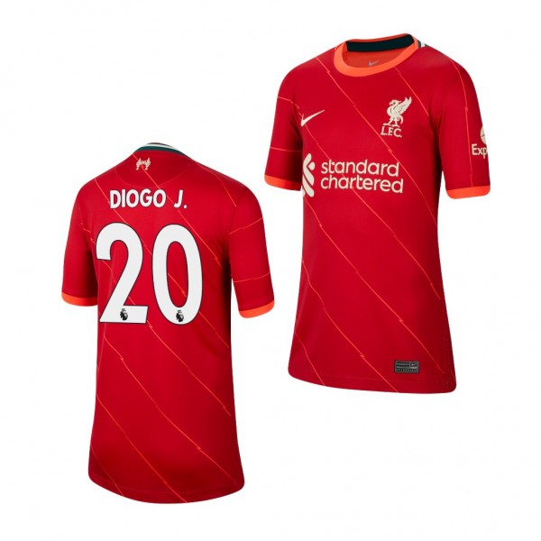 Youth Diogo Jota Jersey Liverpool 2021-22 Red Home Replica