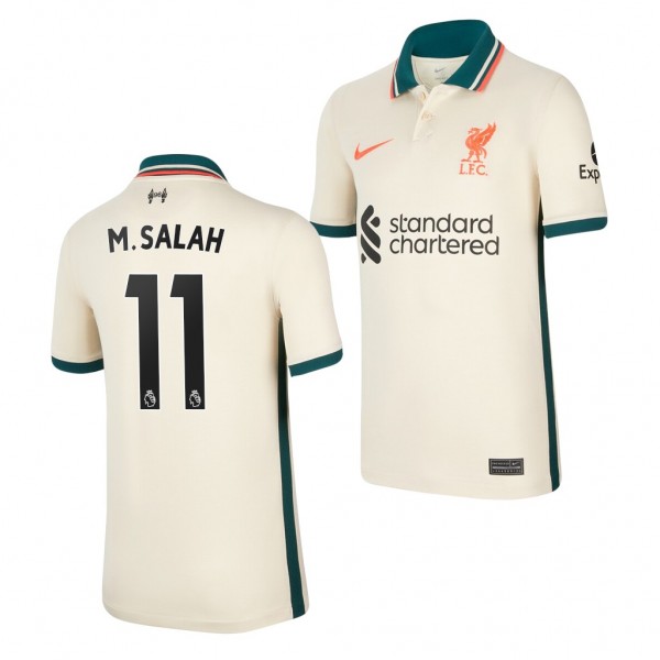 Youth Mohamed Salah Jersey Liverpool 2021-22 Tan Away Replica