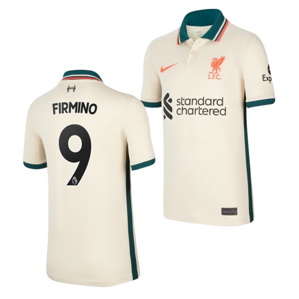 Youth Roberto Firmino Jersey Liverpool 2021-22 Tan Away Replica