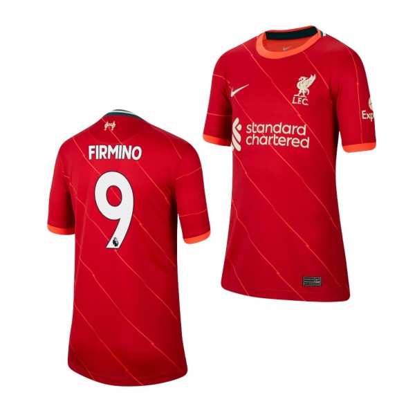Youth Roberto Firmino Jersey Liverpool 2021-22 Red Home Replica