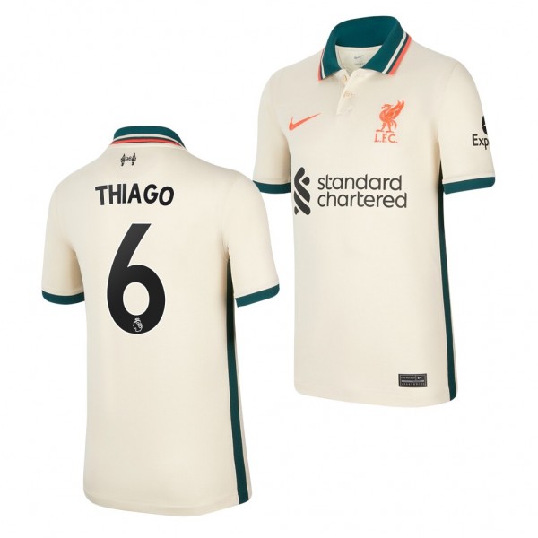 Youth Thiago Alcantara Jersey Liverpool 2021-22 Tan Away Replica