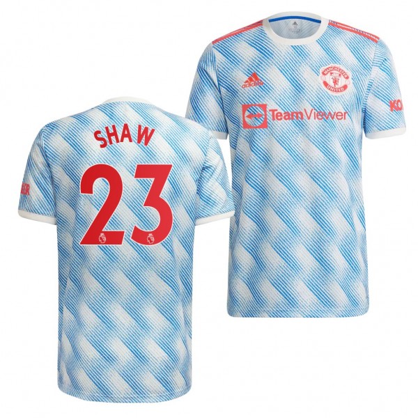 Men's Luke Shaw Manchester United 2021-22 Away Jersey White Replica