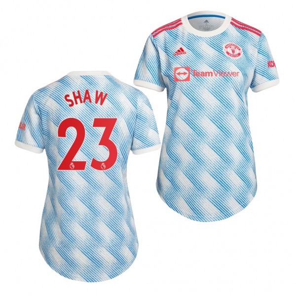 Women's Luke Shaw Jersey Manchester United Away White Replica 2021-22
