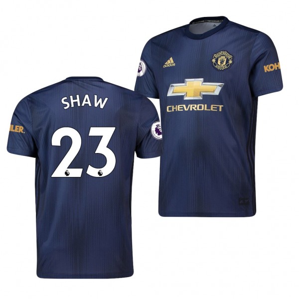 Men's Replica Manchester United Luke Shaw Navy Jersey