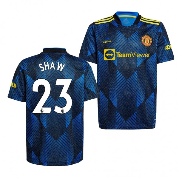 Men's Luke Shaw Manchester United 2021-22 Third Jersey Blue Replica