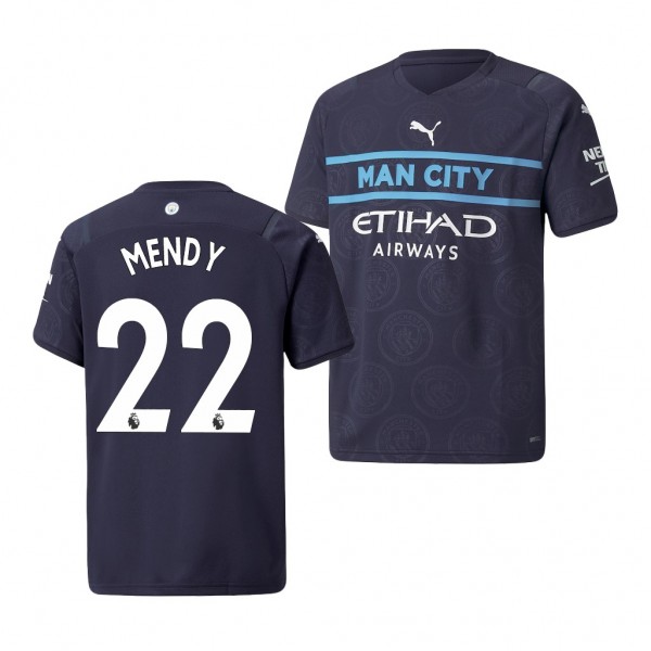 Youth Benjamin Mendy Jersey Manchester City 2021-22 Navy Third Replica