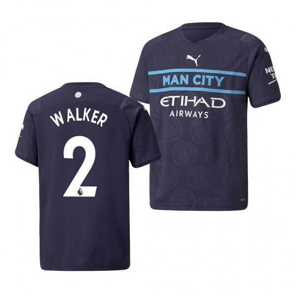 Youth Kyle Walker Jersey Manchester City 2021-22 Navy Third Replica