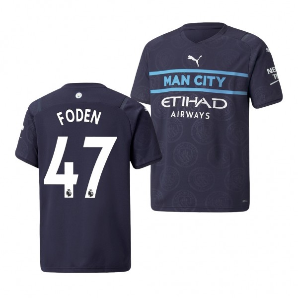 Youth Phil Foden Jersey Manchester City 2021-22 Navy Third Replica