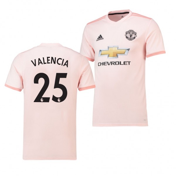 Men's Manchester United Antonio Valencia Away Pink Jersey