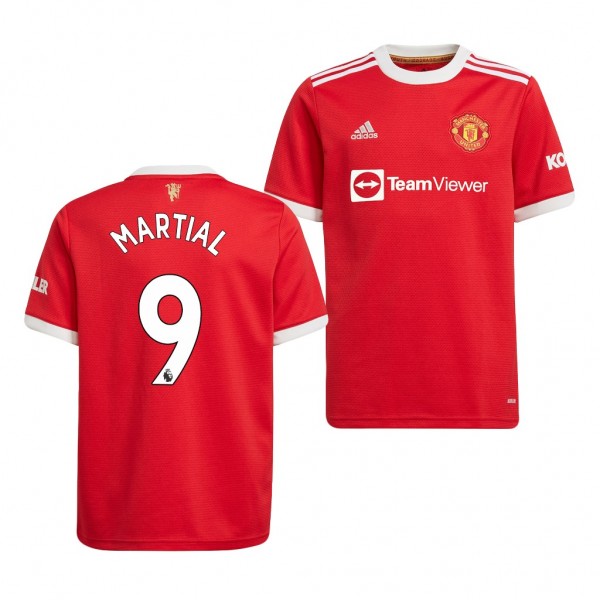 Youth Anthony Martial Jersey Manchester United 2021-22 Red Home Replica