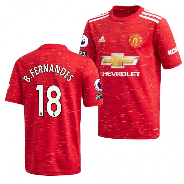 Youth Bruno Fernandes Jersey Manchester United Red Home 2021 Replica