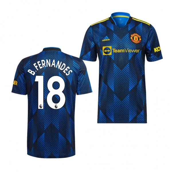 Youth Bruno Fernandes Jersey Manchester United 2021-22 Blue Third Replica