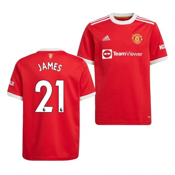 Youth Daniel James Jersey Manchester United 2021-22 Red Home Replica