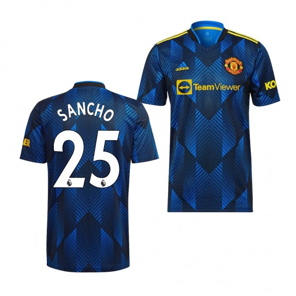 Youth Jadon Sancho Jersey Manchester United 2021-22 Blue Third Replica