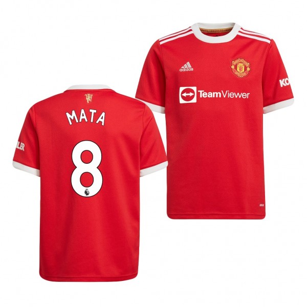 Youth Juan Mata Jersey Manchester United 2021-22 Red Home Replica