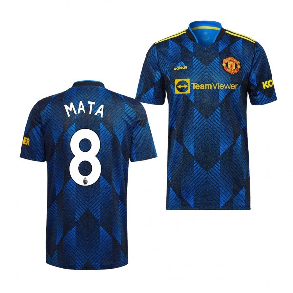 Youth Juan Mata Jersey Manchester United 2021-22 Blue Third Replica