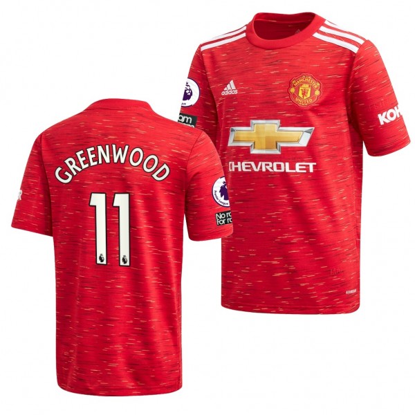 Youth Mason Greenwood Jersey Manchester United Red Home 2021 Replica