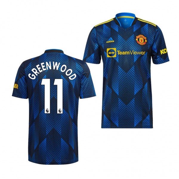 Youth Mason Greenwood Jersey Manchester United 2021-22 Blue Third Replica